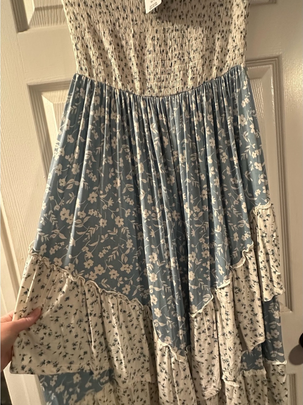 torrid NWT Blue & White Floral Smocked Tube Midi Dress - Picture 5 of 11